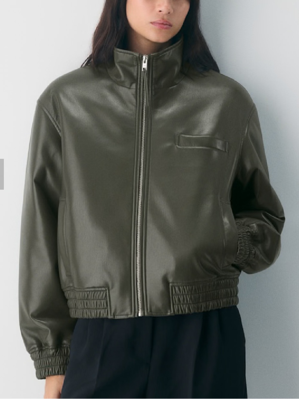 Josephine Dark Olive Leather Jacket